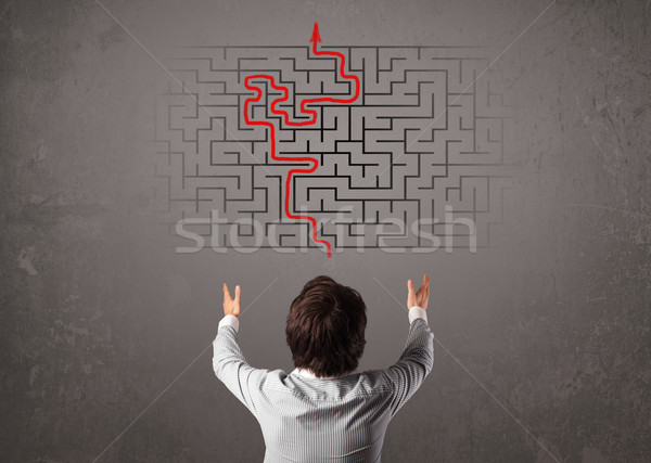 Business man looking at a maze and the way out  Stock photo © ra2studio