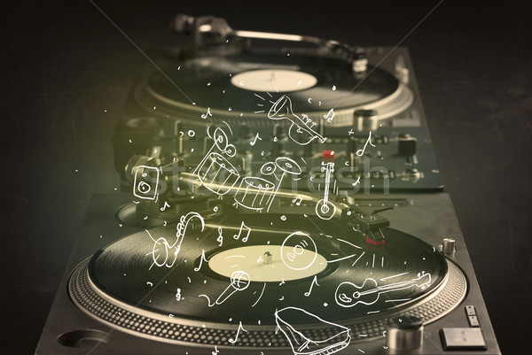 Turntable jouer musique classique icône musique [[stock_photo]] © ra2studio