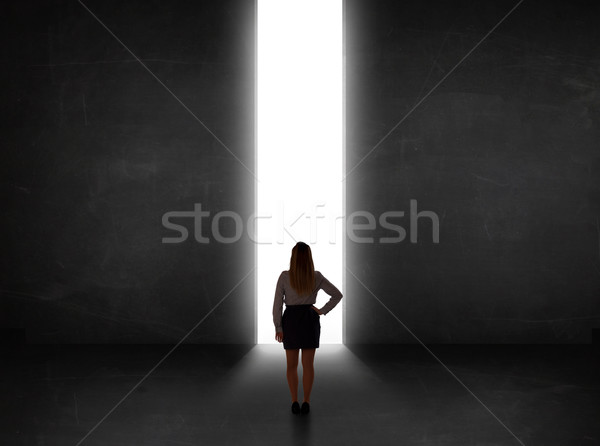 Business person looking at wall with light tunnel opening  Stock photo © ra2studio