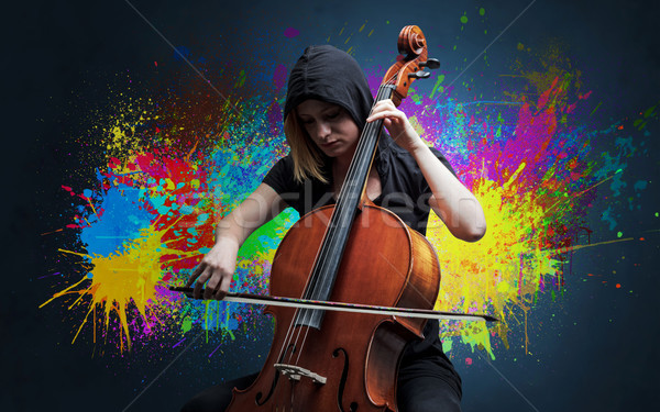 Zeneszerző cselló fiatal klasszikus zenész színes Stock fotó © ra2studio