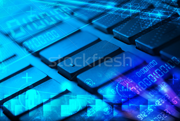 Keyboard with glowing programming codes Stock photo © ra2studio