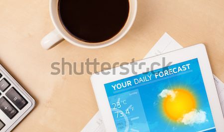 Arbeitsplatz Wetter Vorhersage Tasse Stock foto © ra2studio