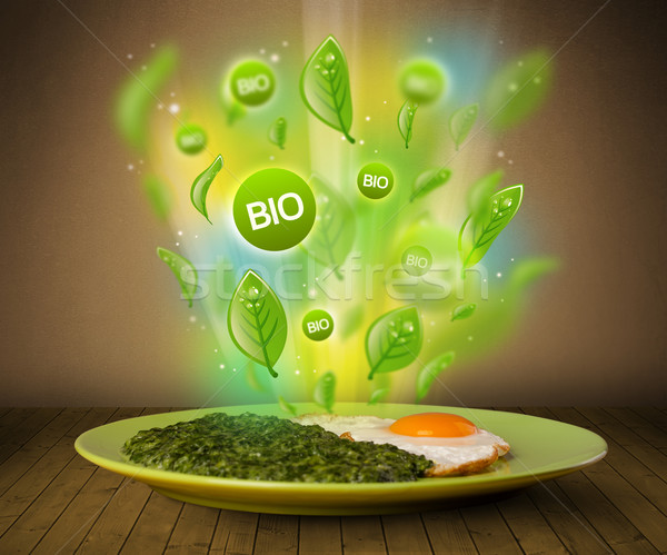 Saine bio vert plaque alimentaire [[stock_photo]] © ra2studio