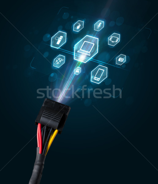 Elektrik kablo multimedya simgeler dışarı Stok fotoğraf © ra2studio