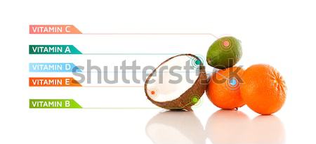 Healthy tropical fresh fruits on white background Stock photo © ra2studio