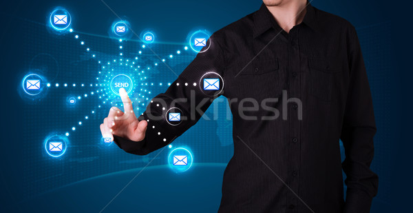 Foto stock: Empresario · virtual · mensajería · tipo · iconos