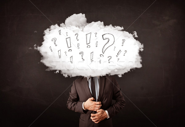 Business man cloud head with question and exclamation marks  Stock photo © ra2studio