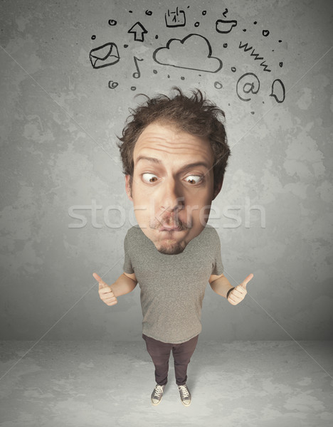 Stock photo: Big head person with social media marks