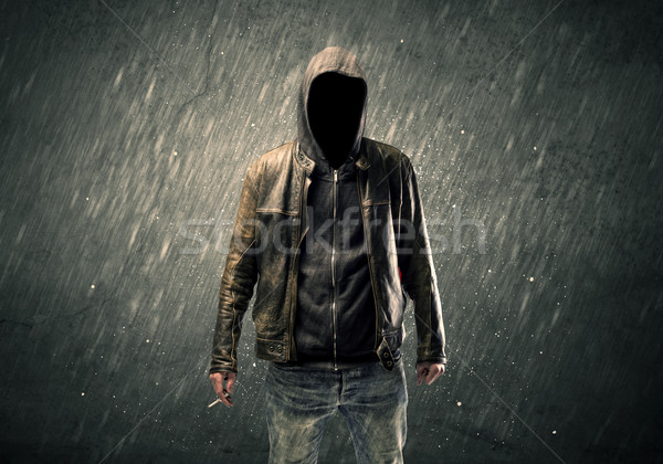 Spooky faceless guy standing in hoodie Stock photo © ra2studio