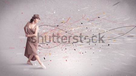 Schöne Frau springen farbenreich Edelsteine Kristalle Mädchen Stock foto © ra2studio