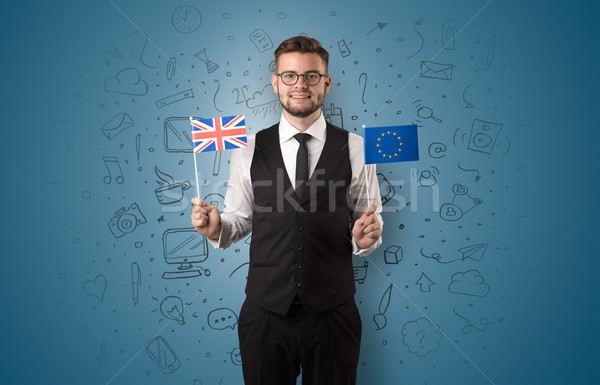 Boy with office symbol concept and flag Stock photo © ra2studio