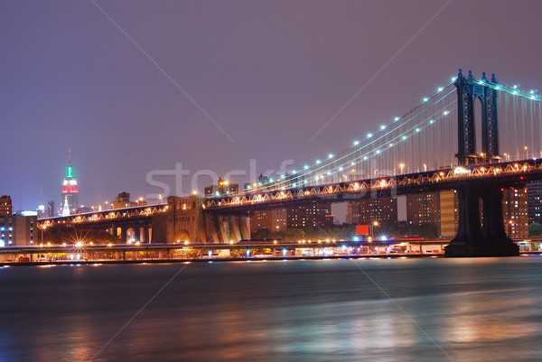 New York Manhattan híd éjszakai jelenet New York víz Stock fotó © rabbit75_sto