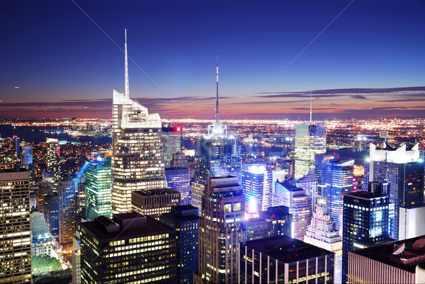 New York City manhattan Times Square Panorama Skyline Sonnenuntergang Stock foto © rabbit75_sto