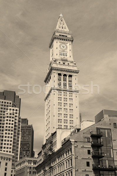 Boston gewoonte huis zwart wit klok toren Stockfoto © rabbit75_sto