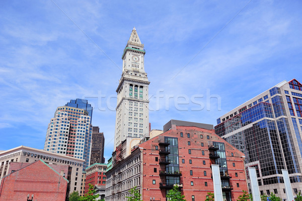 Foto stock: Boston · casa · relógio · torre · centro · da · cidade