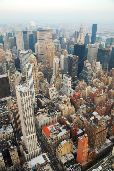 New York Manhattan sziluett légifelvétel utca felhőkarcolók Stock fotó © rabbit75_sto