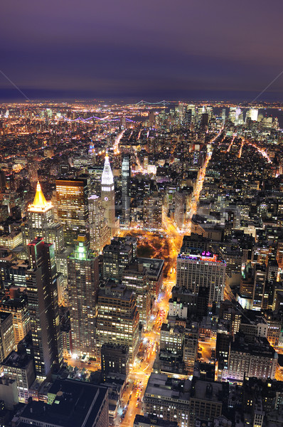 New York Manhattan sziluett légifelvétel alkonyat városi Stock fotó © rabbit75_sto