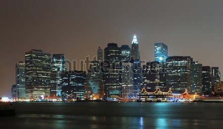 New York Manhattan éjszakai jelenet panoráma városkép égbolt Stock fotó © rabbit75_sto