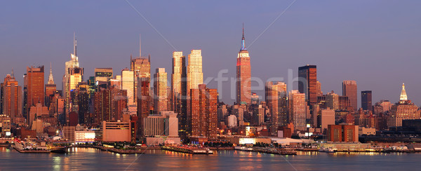 Нью-Йорк Manhattan Skyline Панорама закат Эмпайр-стейт-билдинг Сток-фото © rabbit75_sto