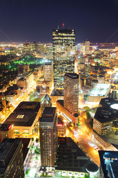 Boston nacht luchtfoto wolkenkrabbers verlicht Stockfoto © rabbit75_sto