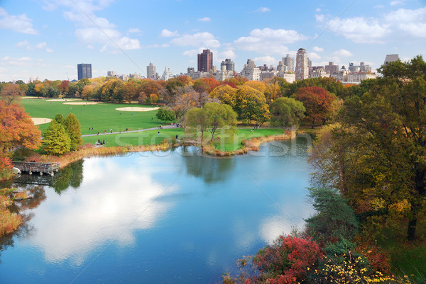 Нью-Йорк Manhattan Центральный парк Панорама осень озеро Сток-фото © rabbit75_sto