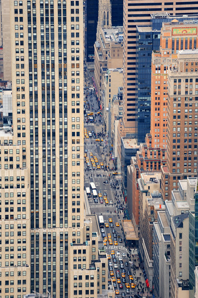 New York City manhattan Straße Luftbild Wolkenkratzer Fußgänger Stock foto © rabbit75_sto