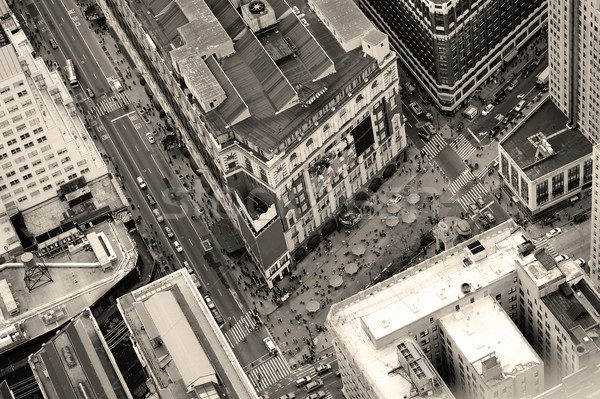 Zdjęcia stock: Nowy · Jork · Manhattan · ulicy · widok · z · lotu · ptaka · czarno · białe · wieżowce