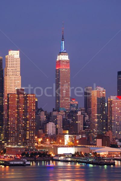 Stock fotó: Empire · State · Building · New · York · Manhattan · sziluett · alkonyat · felhőkarcolók
