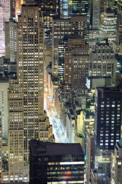 New York Manhattan sziluett légifelvétel alkonyat városi Stock fotó © rabbit75_sto