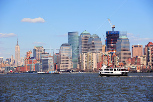 New York Manhattan felhőkarcolók csónak városi belváros Stock fotó © rabbit75_sto
