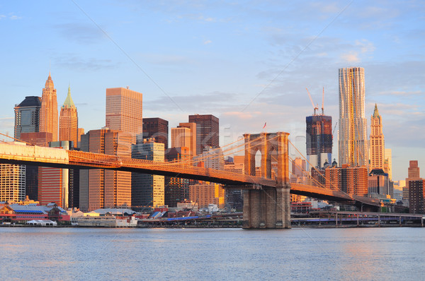 Manhattan Brücke senken Skyline Morgen farbenreich Stock foto © rabbit75_sto