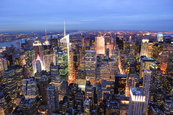 Stock foto: New · York · City · manhattan · Times · Square · Nacht · Luftbild