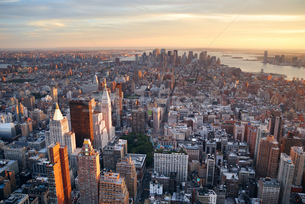 Нью-Йорк Manhattan закат Skyline офисное здание Сток-фото © rabbit75_sto