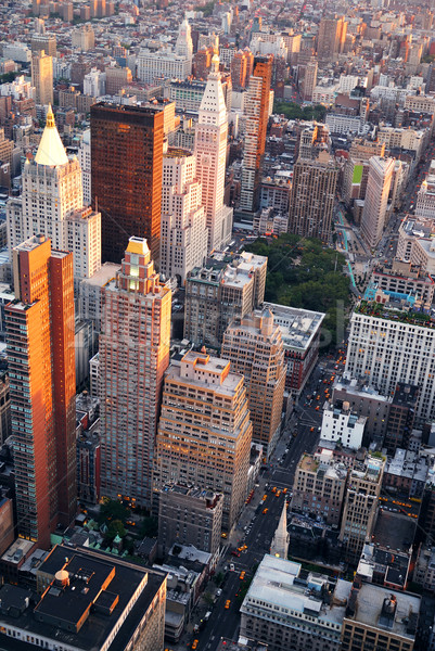 New York Manhattan utca légifelvétel légi sziluett Stock fotó © rabbit75_sto