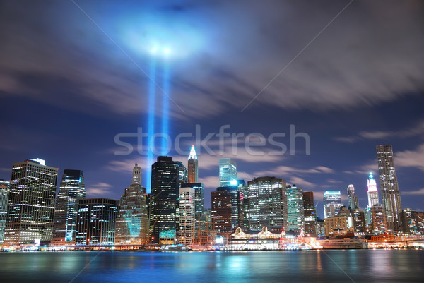 Nowy Jork Manhattan noc 11 września panorama widoku Zdjęcia stock © rabbit75_sto