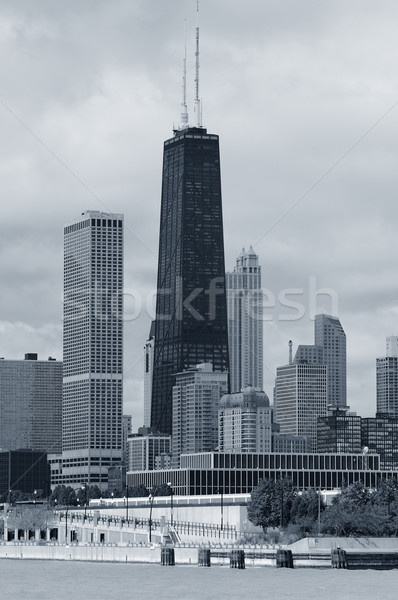 Chicago város városi sziluett feketefehér felhőkarcolók Stock fotó © rabbit75_sto
