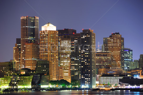 Zdjęcia stock: Boston · wieżowce · centrum · miejskich · wody · zmierzch