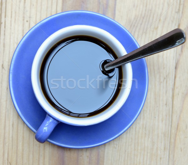 Albastru cafea ceaşcă lemn cafea bea Imagine de stoc © rabel
