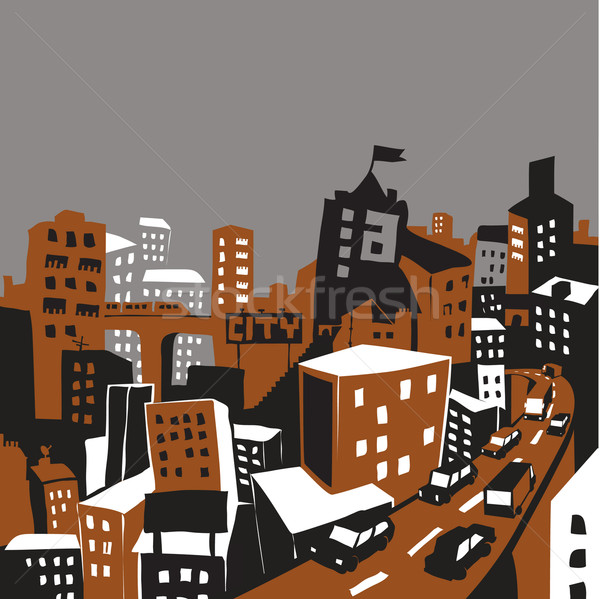 スモッグ 市 車 抽象的な 建物 都市 ストックフォト © radoma