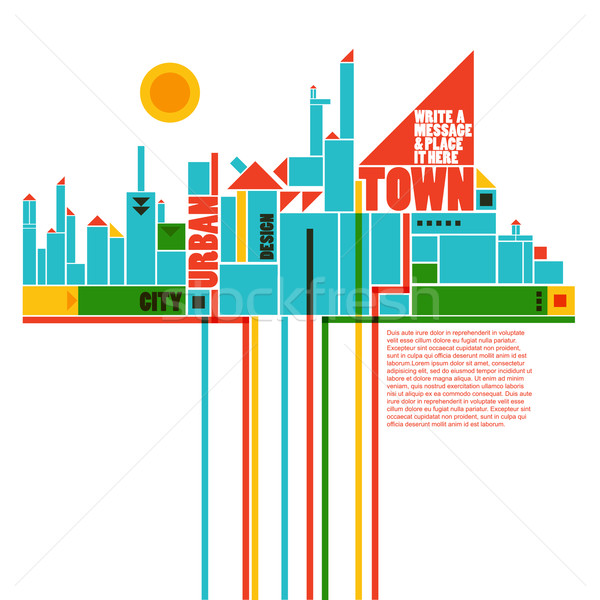 抽象的な 町 幾何学的な コンピュータ 市 芸術 ストックフォト © radoma