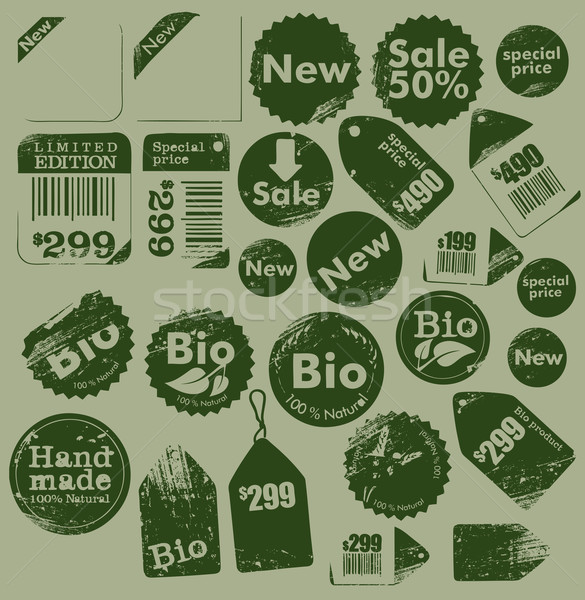 Verkauf bio schmutzig Etiketten Sammlung Stock foto © radoma