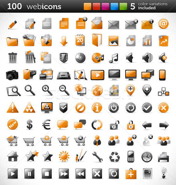 Neue Set 100 glänzend Web-Icons Internet Stock foto © radoma