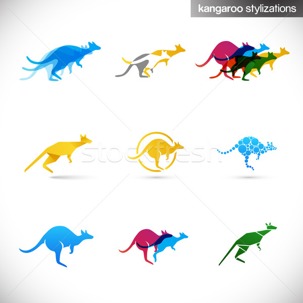 Kangoeroe gestileerde illustraties borden verkeer abstract Stockfoto © radoma