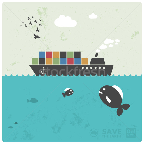 Fracht Transport Ozean kreative Illustration Fisch Stock foto © radoma