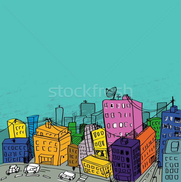 city doodle illustration Stock photo © radoma