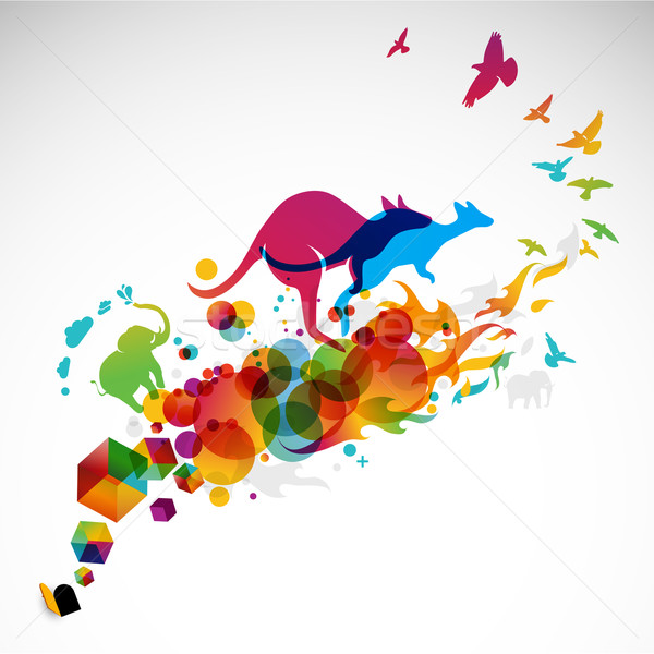 Regenboog moderne abstract illustratie achtergrond groene Stockfoto © radoma