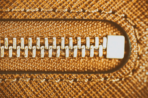 Zipper Closeup On Brown Leather Wallet Stock photo © radub85