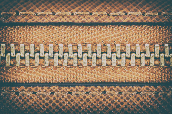 Zipper Closeup On Brown Leather Wallet Stock photo © radub85