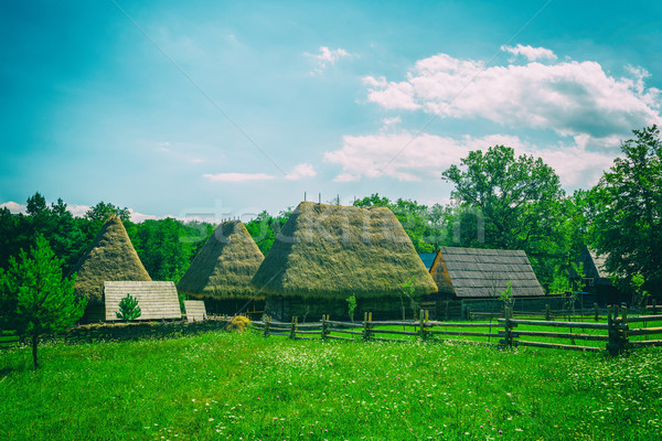 старые румынский деревне мнение гор небе Сток-фото © radub85