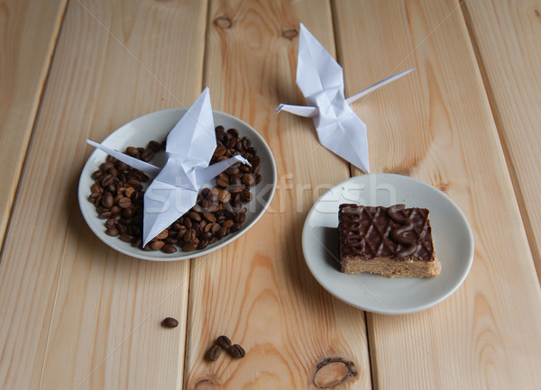 Café torta desayuno pastel de chocolate mesa alimentos Foto stock © raduga21